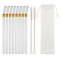 Axyaa Glass Drinking Straws Set with Brush - Bent Milk Shake & Cocktail Straw