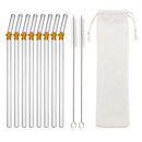 Axyaa Glass Drinking Straws Set with Brush - Bent Milk Shake & Cocktail Straw