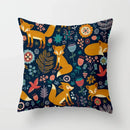 Axyaa Fox Cartoon Pillowcase for Sofa 45*45 Throw Pillow Cover Decoration