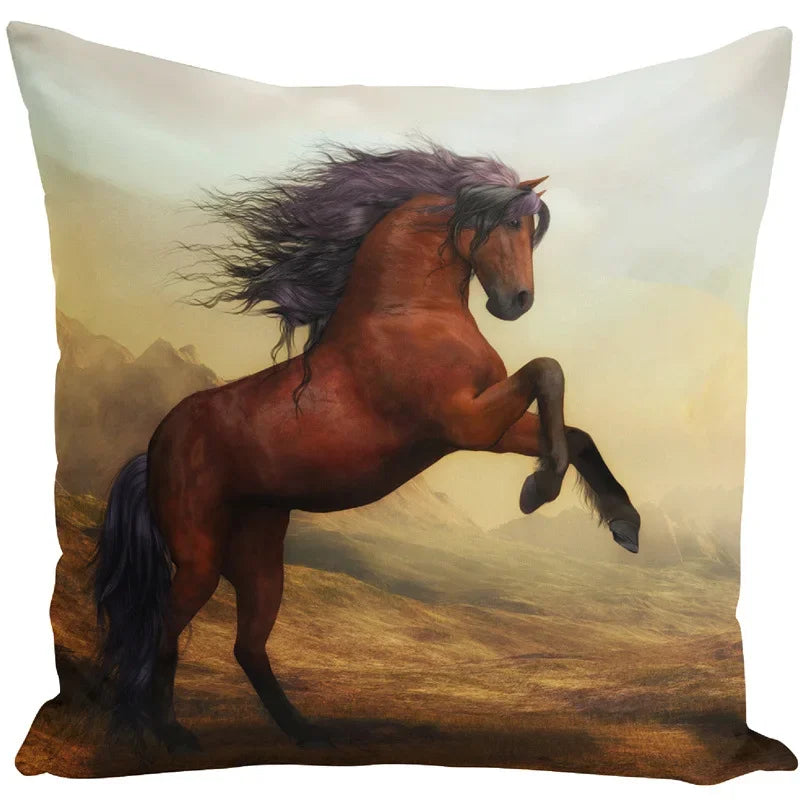 Animal Horse Printed Cushion Cover by Axyaa - Sofa Decor Pillowcase