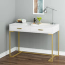 Axyaa White & Gold Vanity Desk with 2 Drawers - Modern Makeup Table for Women
