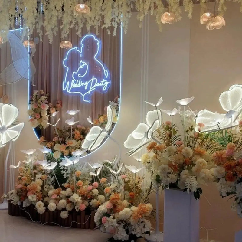 Luminous Flower Lamp LED White Lace Decor for Wedding & Party Events by Axyaa