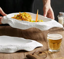 Axyaa Ceramic Oyster Pasta Plate - Irregular Design, White, Household Dinner Plate