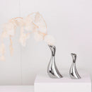 Axyaa Electroplated Silver Ceramic Vase, Streamline Shape for Dried Flowers