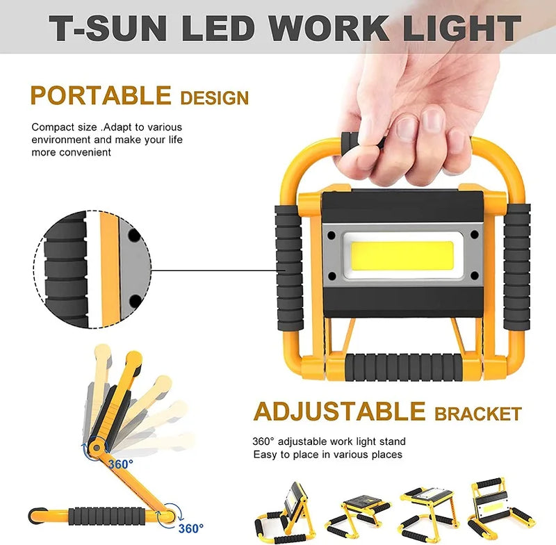 Axya 380W Foldable LED Work Light: Super Bright Handheld Spotlight for Camping & Auto Repair