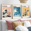 Retro Ocean Wave Japanese Gallery Wall Art Set by Axyaa