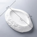 Axyaa 12" White Ceramic Irregular Plate for Dining and Desserts