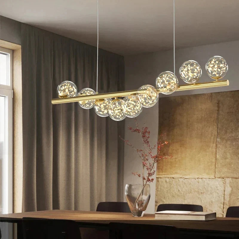 Axyaa Starry Sky LED Pendant Light Glass Bubble Chandelier for Dining Kitchen Island