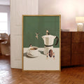 Axyaa Coffee Diver Canvas Print: Modern Kitchen Wall Art, Coffee Lovers Gift