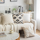 Axyaa Nordic Beige Woven Plush Pillow Cover for Living Room Sofa - 45x45