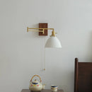 Axyaa Modern LED Wall Lights Walnut Ceramic Nordic Bedside Lamp
