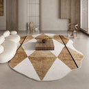 Axyaa Brown Plush Irregular Rug - Fluffy Soft Bedroom/Area Carpet for Retro Living Room