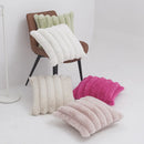 Axyaa Faux Fur Pillow Cover Solid Striped Soft Warm Reversible Beige Cream Green Black