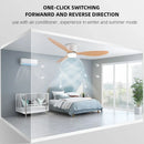 Axyaa Modern Ceiling Fan with Remote Control LED 20W 42/52 Inch White/Black/Wood Chandelier Fan