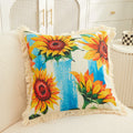 Nordic Sunflower Cotton Linen Pillowcase by Axyaa - Soft Cushion Cover for Home Sofa