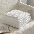 Axyaa Bubble White Plush Blanket: Textured Flannel Fleece Throw, Soft Cozy Couch Christmas Gift