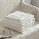 Axyaa Bubble White Plush Blanket: Textured Flannel Fleece Throw, Soft Cozy Couch Christmas Gift