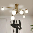 Axyaa Glass Black Gold Chandelier for Living Room Bedroom G9 LED Fixture