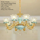 Luxury Crystal Blue Ceramic Chandelier for Living Room Ceiling by Axyaa