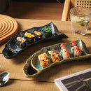 Axyaa 12-Inch Kiln Glaze Sushi Plate: Japanese Ceramic Tableware for Sushi and Cold Dishes