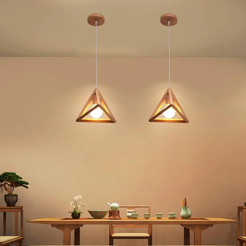Axyaa Wood Pendant Lights for Dining Room Kitchen Decor LED Ceiling Lamps