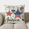 Axyaa Patriotic Stars & Heart Throw Pillow Cover for Sofa, Bedroom, Car