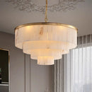Axyaa Luxury Copper Resin Chandelier with Marble Accents for Living Room and Bedroom