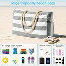 Axyaa Large Capacity Stripe Tote: Foldable Beach & Shopping Bag, Ideal for Travel & Play.