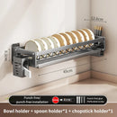 Axyaa Wall Mount Dish Drainer Rack for Kitchen Storage of Tableware and Utensils