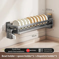 Axyaa Wall-Mounted Dish Drainer Rack with Multifunction Storage for Kitchen Bowls and Plates