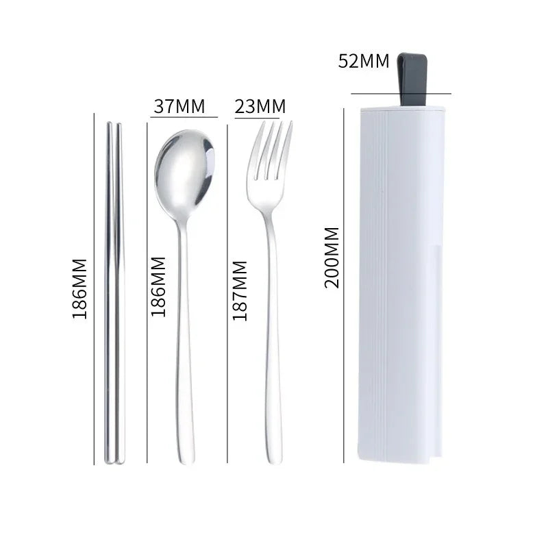 Axyaa Stainless Steel Travel Utensils Set with Case and Chopsticks, Portable Flatware