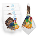 Axyaa Fall Harvest Pumpkin Napkins Square Tablecloth - Set of 4