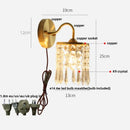 Axyaa Crystal LED Wall Sconce: Modern Nordic Pull Chain Brass Bathroom Light