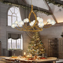 Axyaa Vintage Resin Chandelier with Glass Bubble LED Lighting