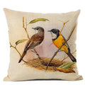 Axyaa Elegant Floral Bird Pattern Linen Cushion Cover 45x45cm for Living Room Sofa