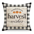 Axyaa Thanksgiving Pumpkin Maple Leaves Linen Cushion Cover for Home Decor