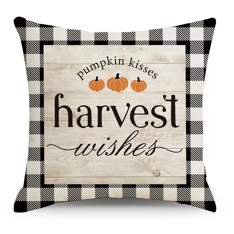 Axyaa Autumn Pumpkin Cushion Cover 18x18 Inches - Modern Thanksgiving Decor Pillowcase