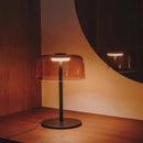Axyaa Glass Amber Green LED Table Lamp for Luxurious Living Spaces