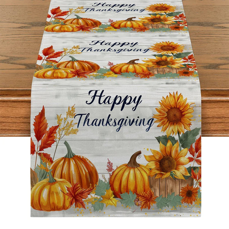 Axyaa Sunflower Maple Leaf Table Runner Party Decor Elegance