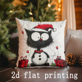 Axyaa Christmas Cats and Snowman Pillow Cover for Sofa Bedroom Car.