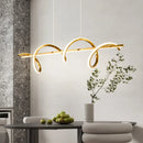 Axyaa Gold Wave LED Pendant Lights: Modern Luxury Chandelier for Dining Kitchen Bar