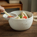 Axyaa Ceramic Divider Bowl with Dipping Plate, 500ml - White Serving Bowl for Snacks