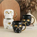 Axyaa Skull Ceramic Mug Gold Plated Large Capacity Breakfast Milk Wine Glass