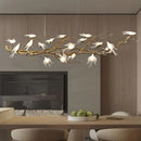 Axyaa Copper Swallow Chandelier with Glass Flower Pendant for Dining Room & Living Room