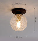 Axyaa Walnut Wood Glass LED Ceiling Light Fixture for Modern Spaces