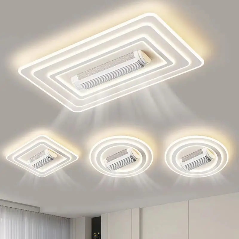 Axyaa Round Square LED Ceiling Fan Chandelier for Living Room Bedroom