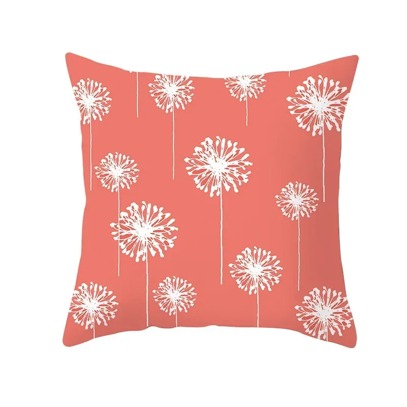 Axyaa Starfish Stripe Print Cushion Cover | Pink Coral Orange Home Decor Pillow Cover