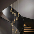 Axyaa Crystal Chandelier Stair Pendant Lamp - Modern Living Room Interior Lighting