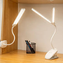 Axyaa Dual-head Clip-On Desk Lamp with Touch Control, Dimmable Light, Phone Holder