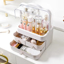 Axyaa Countertop Cosmetic Organizer with Lid, Drawer - Waterproof, Dustproof Skincare Storage